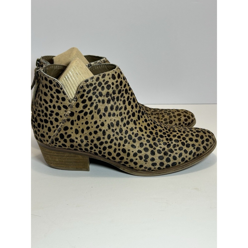 Michael Shannon Leather Upper Ankle Booties ZipUp Women's 8 Leopard Print Animal